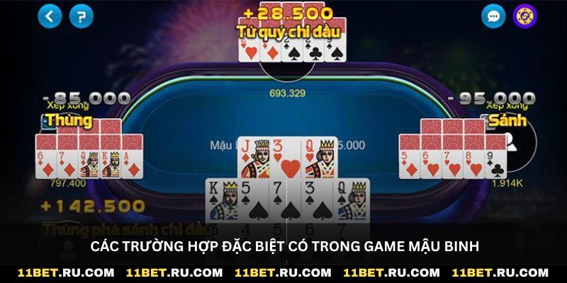 Các trường hợp đặc biệt có trong game Mậu Binh